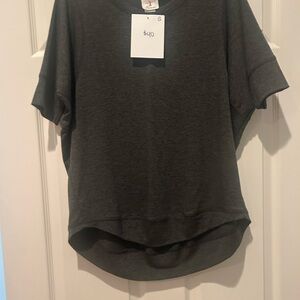 Elegant Dark Gray Women's Short Sleeve Top